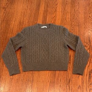 Favorite Daughter Wool & Cashmere Blend Cable Crewneck Sweater in Mallard Green